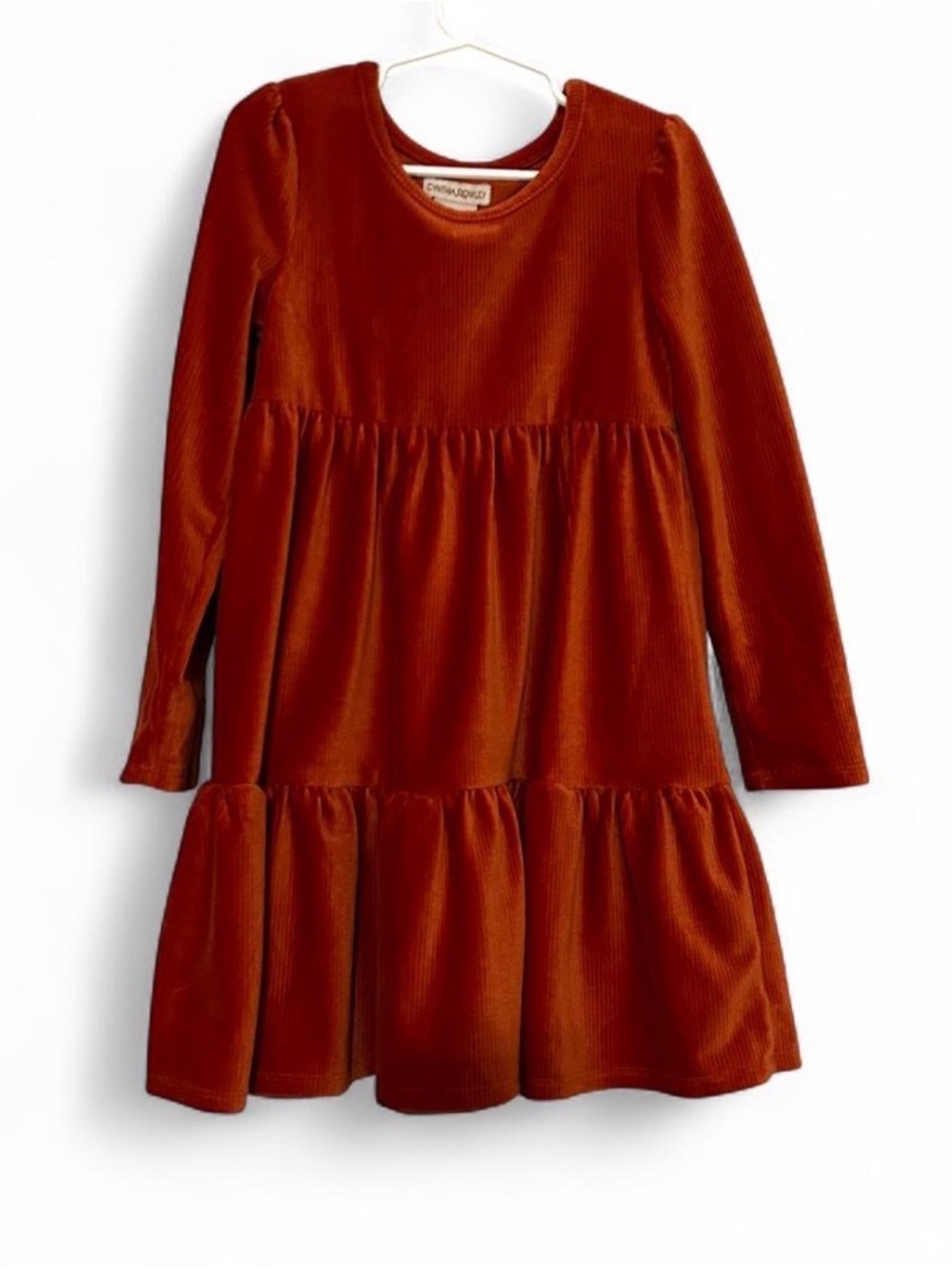 Cynthia Rowley Girls' Orange velvety Tiered Dress